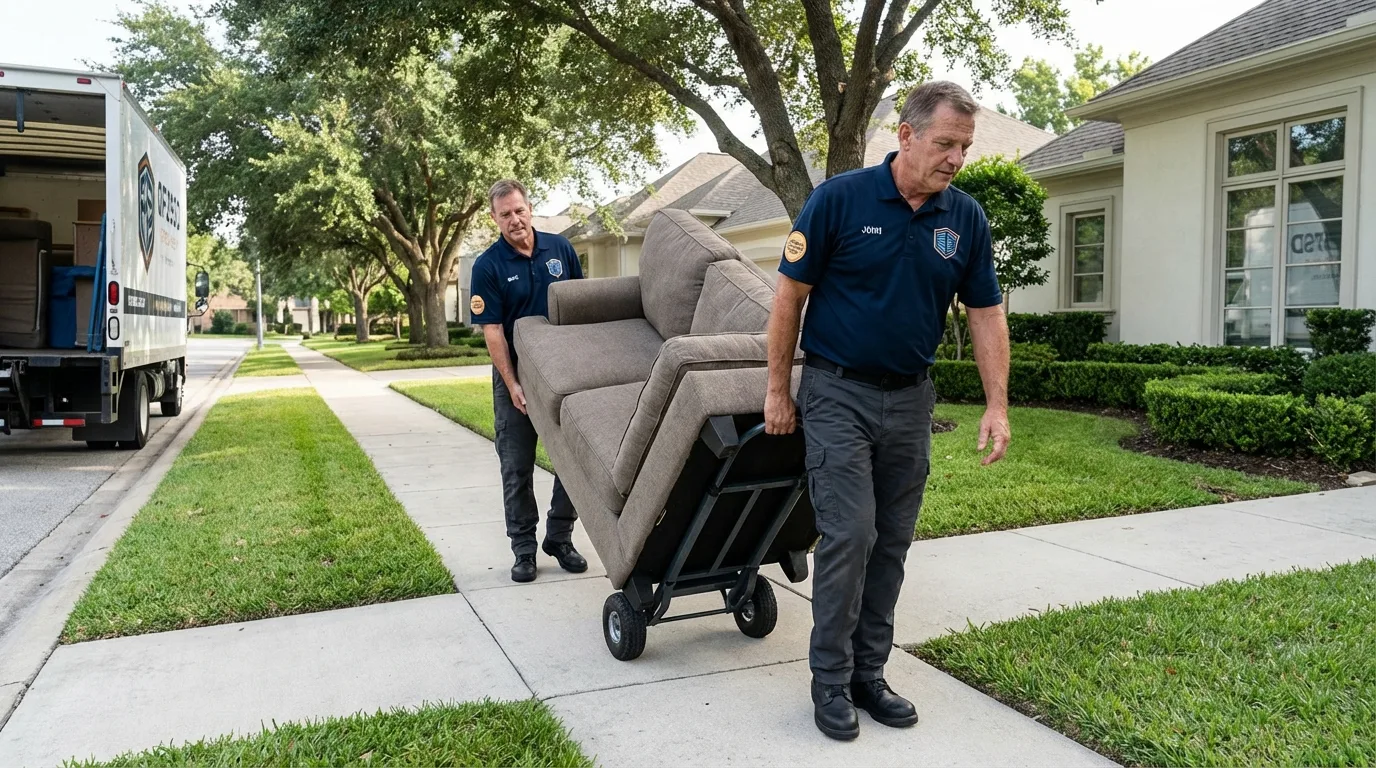Local residential moving crew loading furniture in Macomb, IL